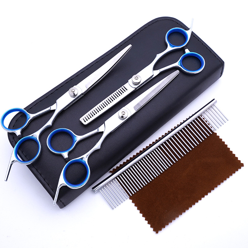 Tijeras para mascotas, tijeras de corte de pelo para perros, tijeras de dientes delgadas profesionales, tijeras de corte de pelo, tijeras de pelaje, juego de herramientas de limpieza