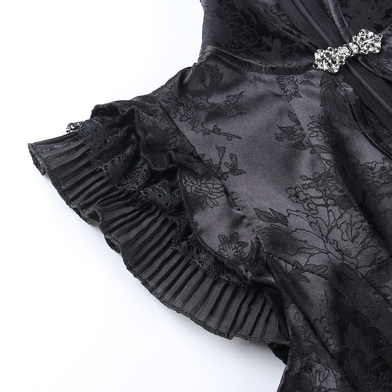 gothic style Stand Collar Sleeveless Hollow Drawstring Dress nihaostyles clothing wholesale NSGYB99903