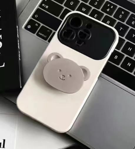 Sensación de la piel de ventana-superior negro y soporte de oso blanco + metal LF