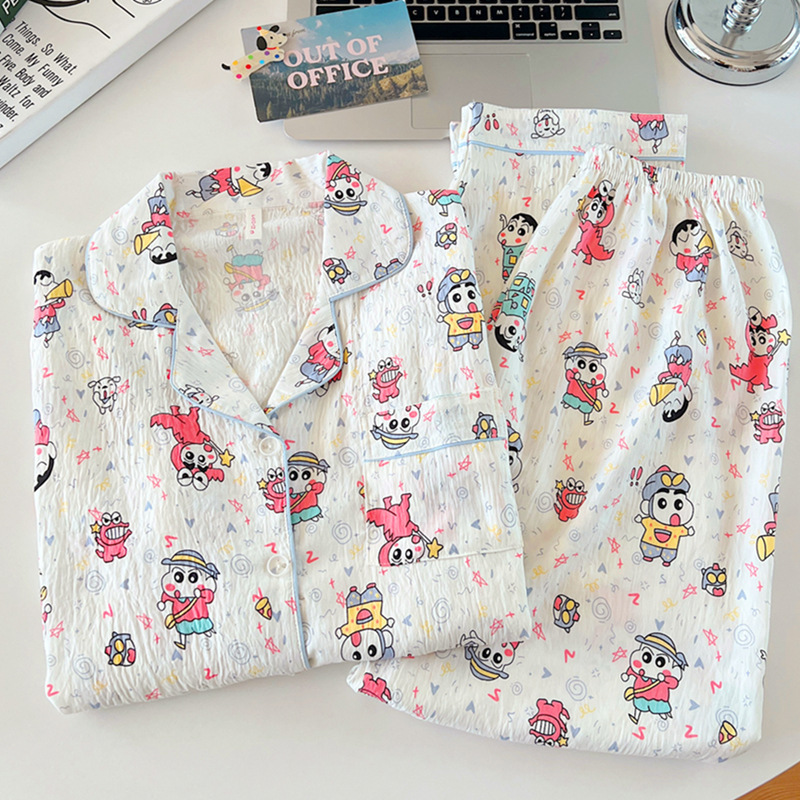 2026 New Crocodile Xiaoxin Pajamas for Women, Spring, Autumn, and Summer Cloud-Pattern Pure Cotton Long-Sleeve Cute Student Loungewear