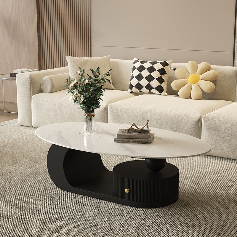 *싱글 커피 테이블*스노우 마운틴 화이트*+블랙 베이스 길이 100 폭 50