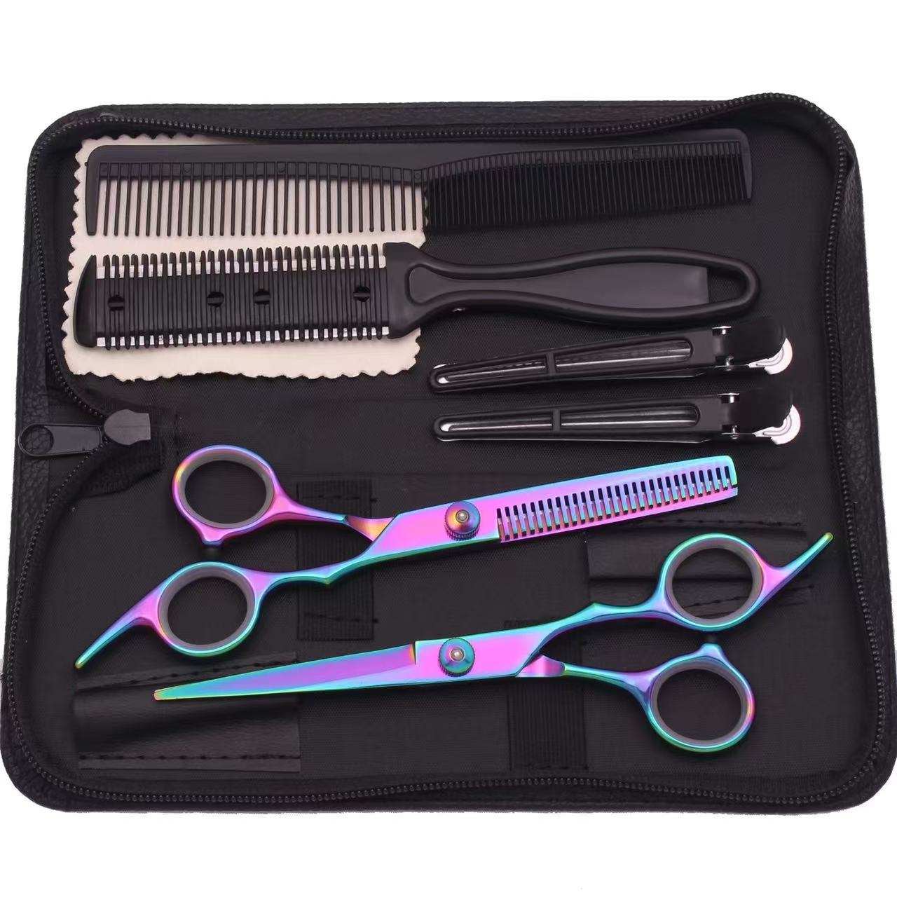 厂家批发不锈钢理发剪刀6寸套装 美发剪刀美容用品平剪牙 剪中档