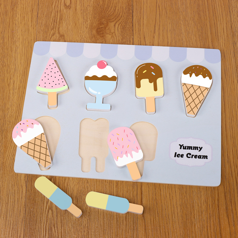 木制儿童仿真过家家美式雪糕冰淇淋板厨房玩具 认知角色扮演木质|ms