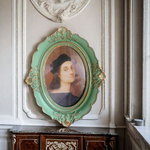 European light luxury oval frame decorative painting living room Monet oil painting abstract landscape entrance mural niche art hanging painting