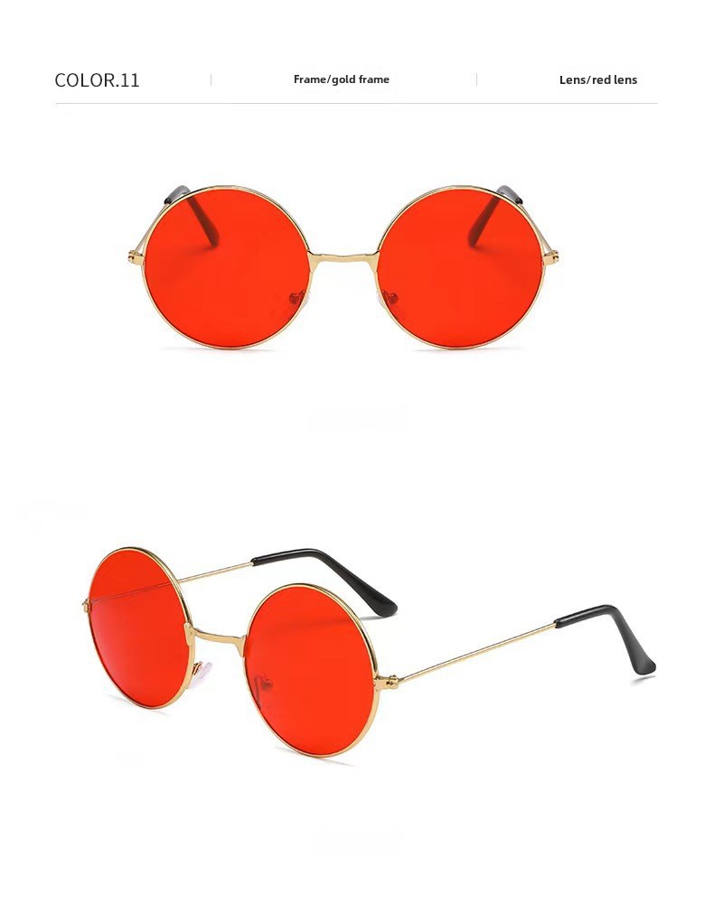 Retro Runde Metall Sonnenbrille Sonnenbrille Neue Unisex Flache Brille Farbe Marine Brille Großhandel_voghion.com