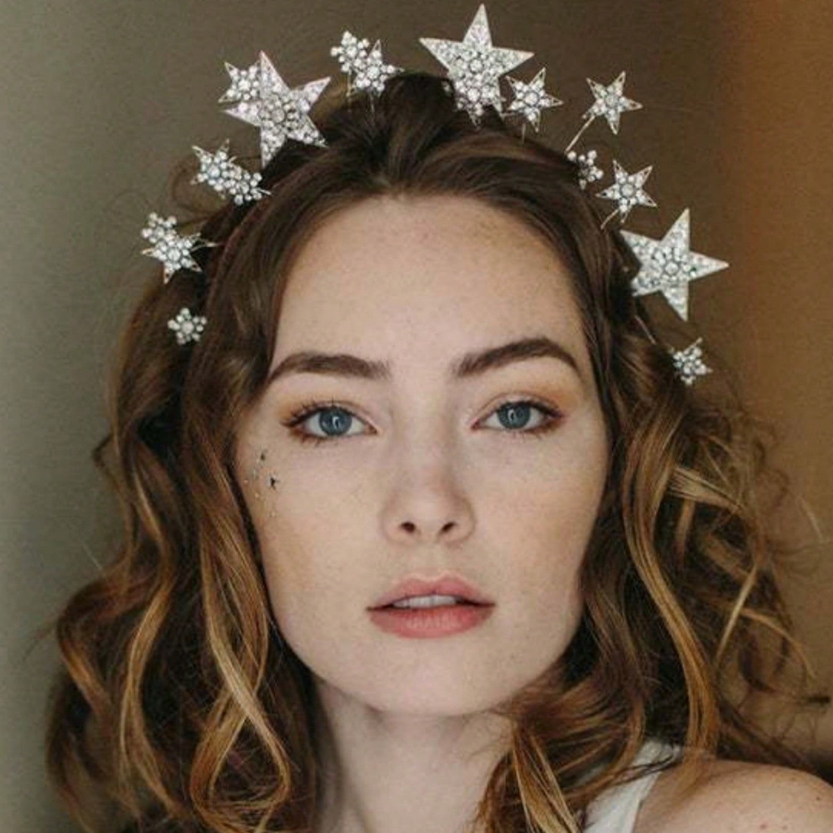 Europa y Estados Unidos fiesta diamantes perlas pentagramas exagerado personalidad fiestas joyería de cabello coroa tocado mujer al por mayor