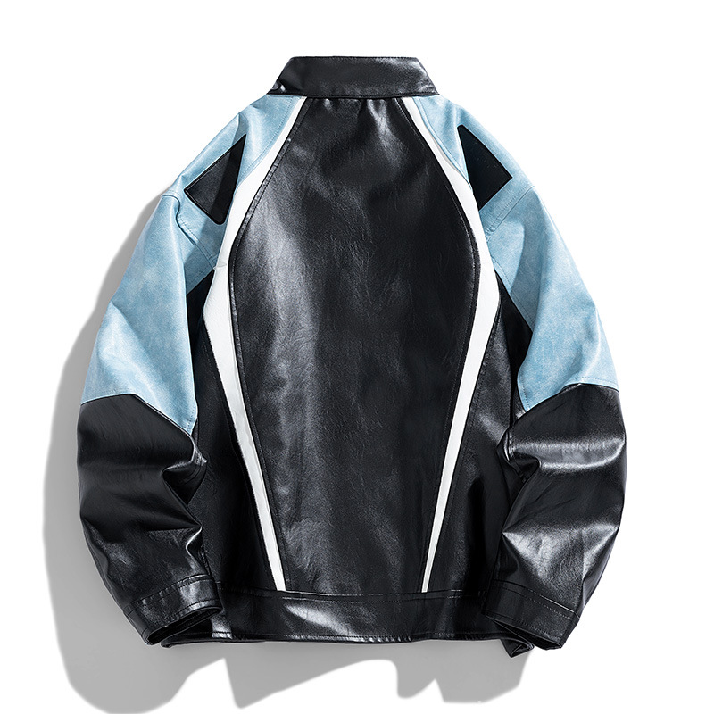 Otoño y invierno nuevo hombre chaqueta de cuero PU chaqueta de cuello vertical chaqueta de cuero hombre estilo coreano delgado no quemado moda de hombre