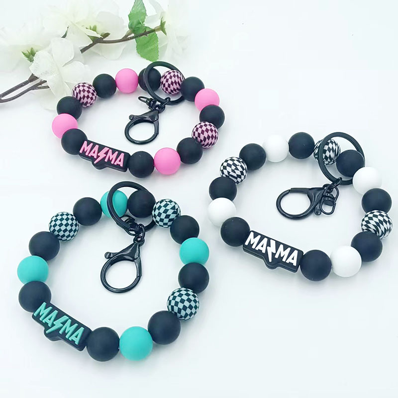 Cross-Border European and American Western Style Silicone Beaded Keychain Tassel Charm Wrist Keychain Bag Pendant Cross-Border European and American Western Style Silicone Beaded Keychain Tassel Charm Wrist Keychain Bag Pendant