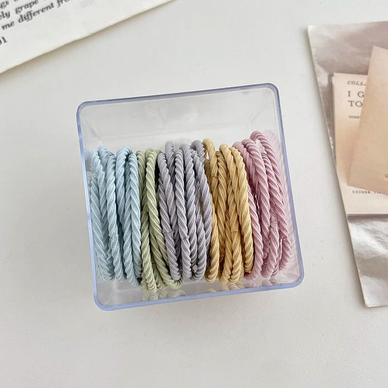 Corea de la red cuerda de la cabeza de cuero de mujer correa de toalla correa de cabello simple negro grueso cola de caballo pequeña funda de cuero