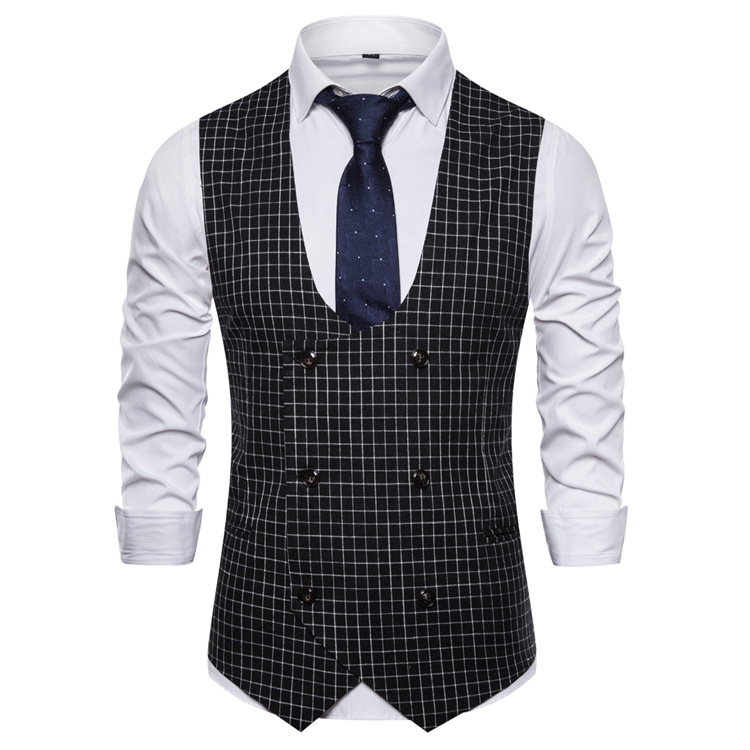Amazon Cross-Border Export Vest Men's 2025 Spring New Men's Plaid Vest Men's British Style Slim Vest