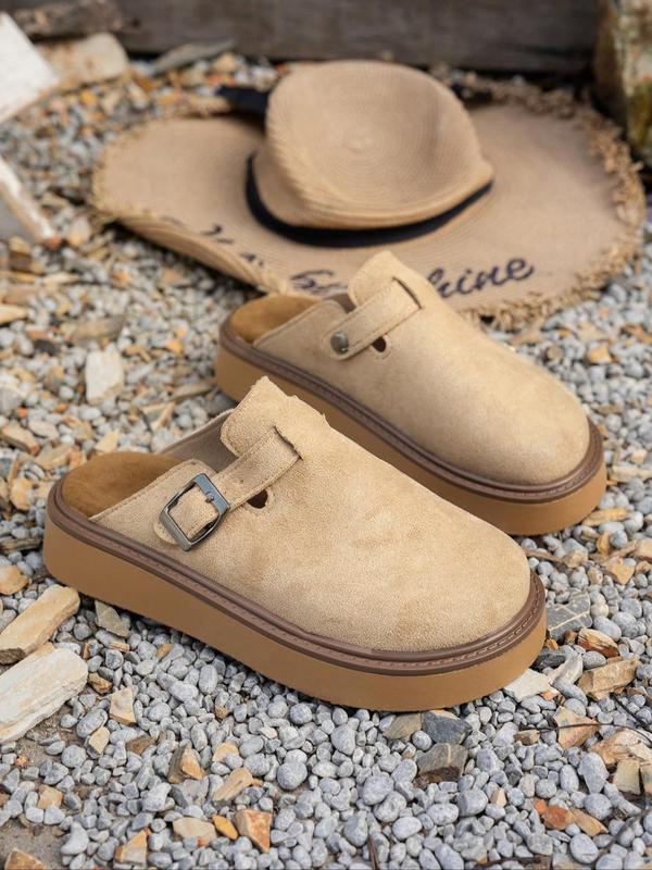 2025 New Cross-Border Dropshipping Women's Solid Color Buckle Design Anti-Skid Walking Shoes Cross-Border Dropshipping