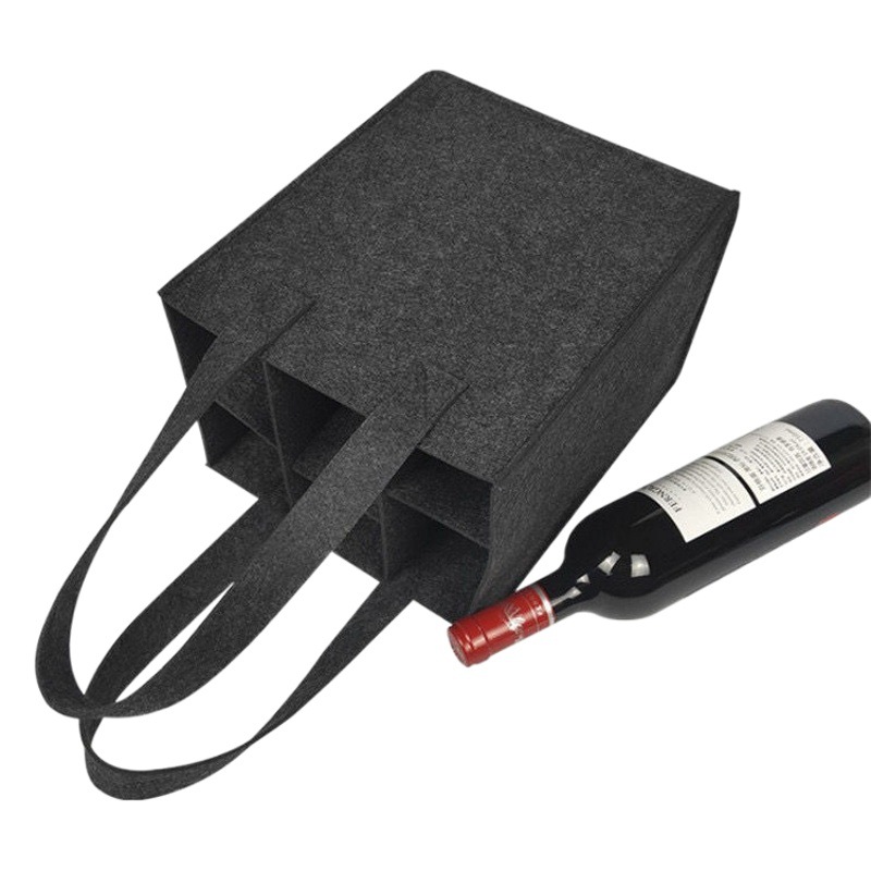 Venta directa de fábrica de fieltro vertical bolsa de vino bolsa de cerveza 6 botellas de bolso de vino de regalo personalizado bolsa de vino