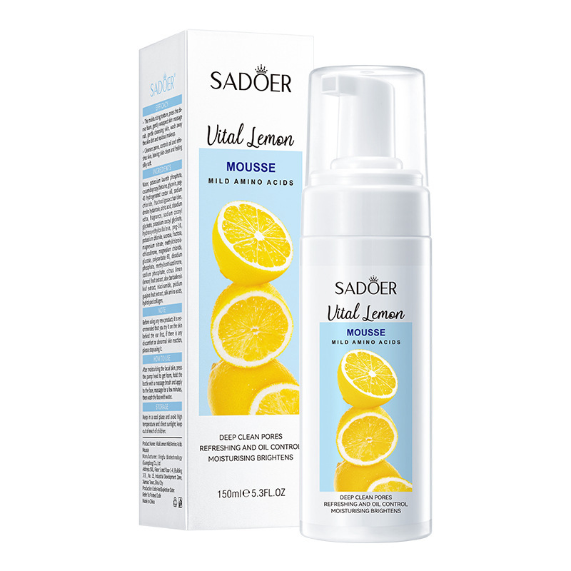 Espuma limpiadora facial SADOER pure English con aminoácidos de plantas y frutas, con cabezal de cepillo, venta al por mayor para comercio exterior transfronterizo.