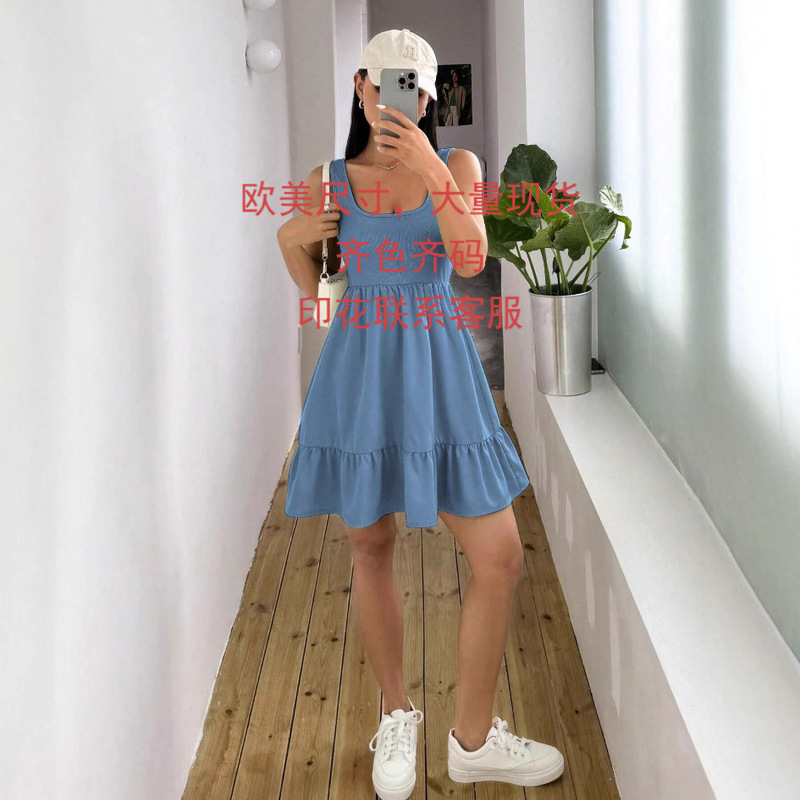2024 Cross-Border European and American Clothing Shein Amazon Export Skirt Summer New Clothes Suspender Skirt Dress