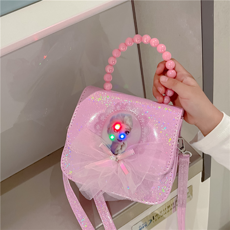 Bolsas para niños para niñas nuevas bolsas de mano princesa Aisha, bolsas de mochila de gran capacidad, bolsas de luces flash de moda princesa de nieve