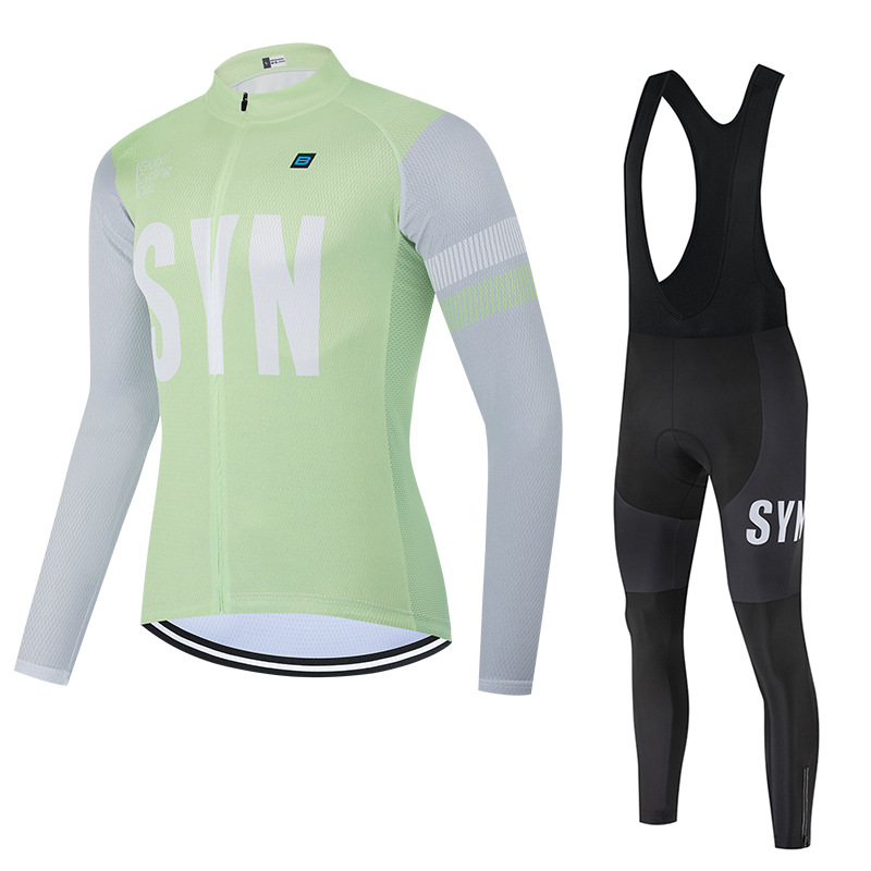 Syn Road Cycling Jersey Long-Sleeve Men's Moisture-Wicking Breathable Cycling Top Shock-Absorbing Cycling Bib Shorts Autumn