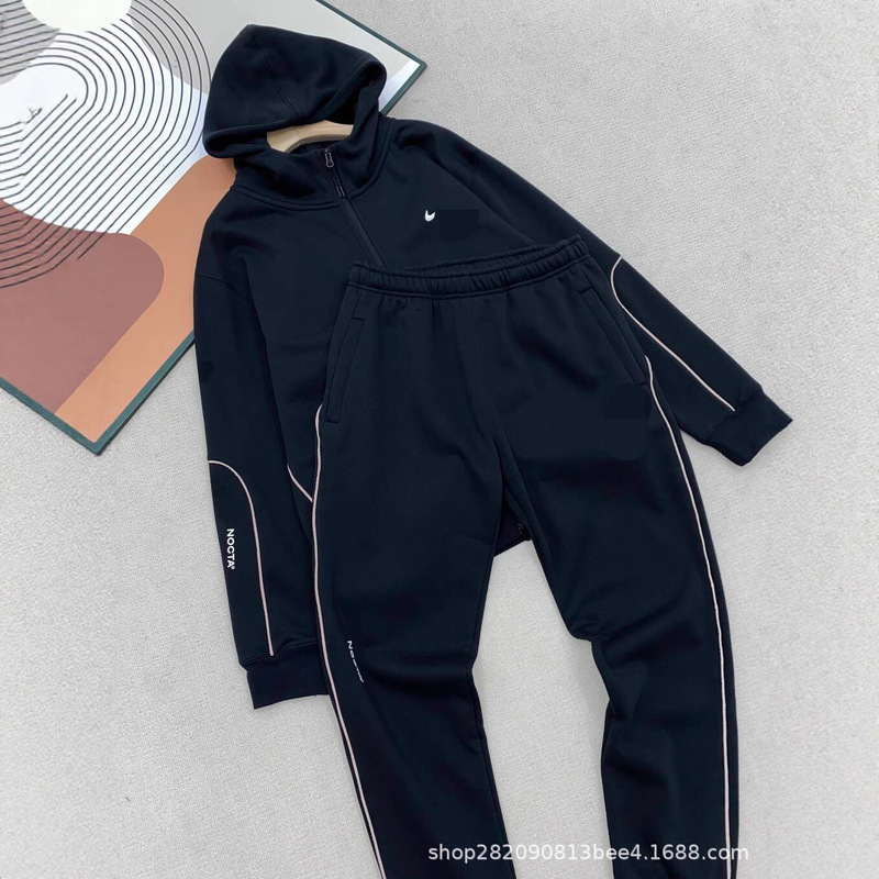Winter New Small Hook Nocta Men's Hoodie Knitted Reflective Zipper Hooded Leggings Fleece-Lined Sports Suit Winter New Small Hook Nocta Men's Hoodie Knitted Reflective Zipper Hooded Leggings Fleece-Lined Sports Suit
