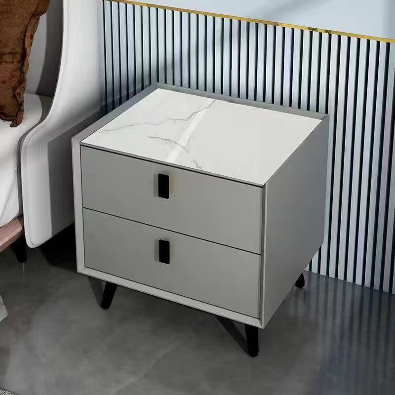 Ma ra maciza mesita noche inteligente minimalista mo rna luz cuero lujo dos cajones carga inalámbrica bluetooth audio bloqueo huellas dactilares