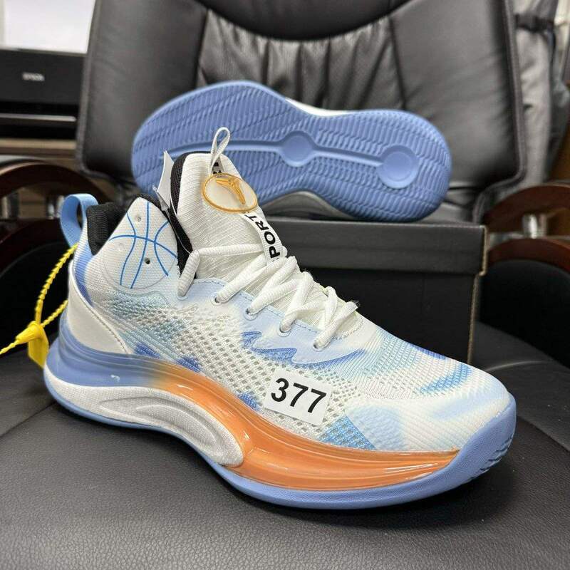 Broken Code Sneakers Breathable Student Sports Non-Slip Men's Shoes Elastic Shock-Absorbing Practical Mesh Basketball Shoes Wear-Resistant Sports Shoes