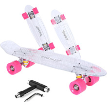 外贸出口青年四轮滑板skateboard单翘滑板透明小鱼板