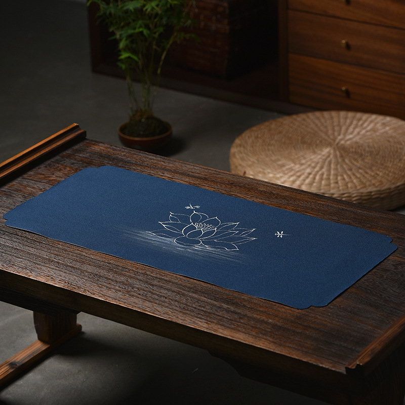 Alfombra de té seca pintada a mano impermeable estera de aislamiento de tela zen mantel de gama alta ceremonia del té titular de la estera corredor de la mesa estera de la placa de té