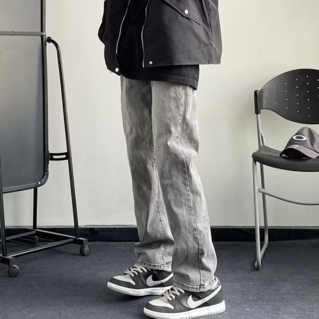 Vintage blue jeans otoño para hombres nuevos pantalones rectos sueltos marca de moda americana pantalones anchos casuales de todo fósforo