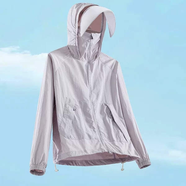 UV-protective ultra-lightweight ice silk breathable hole design couple's outdoor skin jacket with hood, sun protection clothing for men