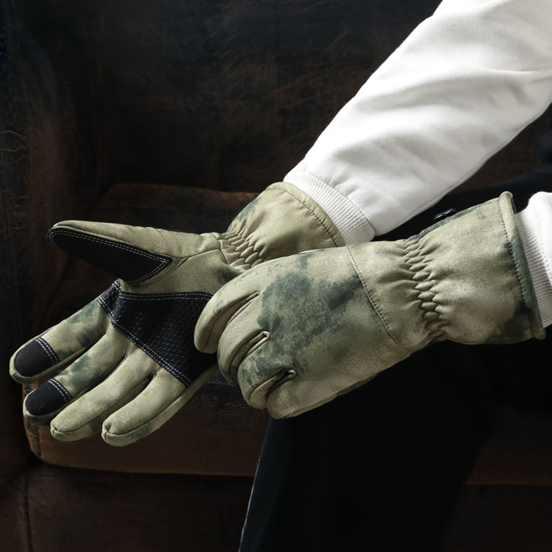 Guantes de esquí de algodón para hombres a prueba de viento y a prueba de frío con forro de lana engrosada pantalla táctil táctica invierno guantes cálidos