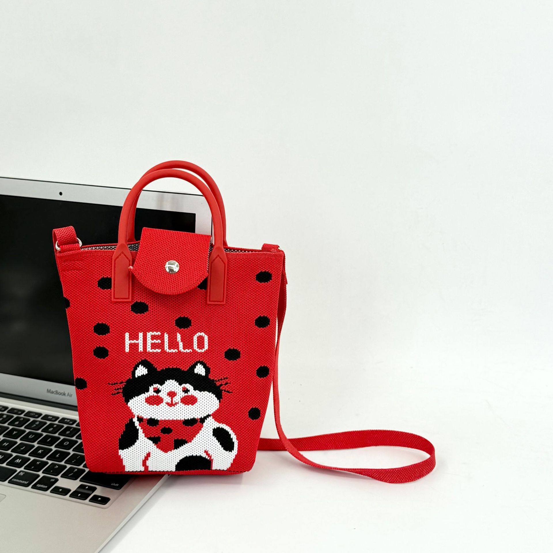 JZ red spotted cat-dumpling bag