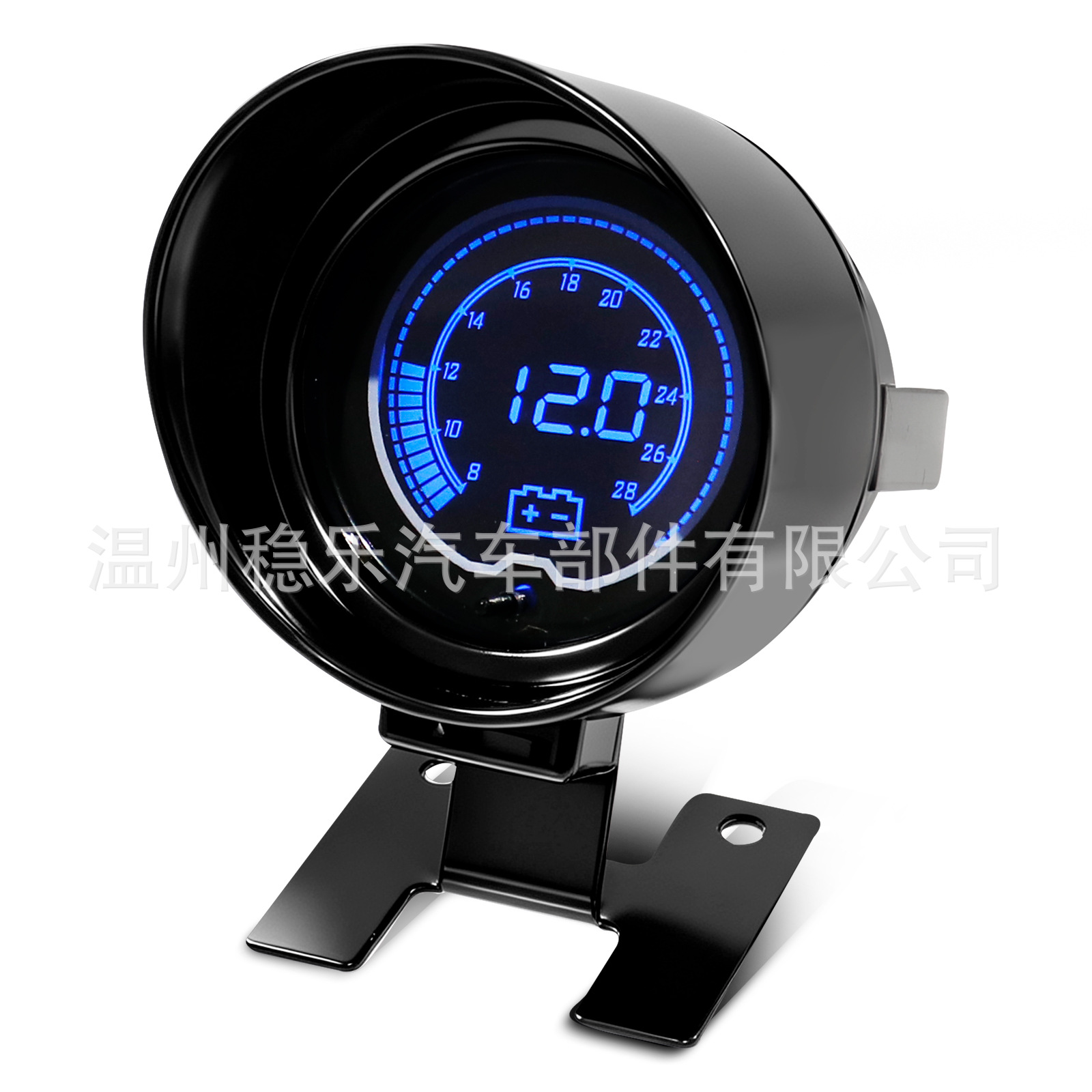 Universal Automotive/Marine Colorful Voltmeter, 52mm Round LCD, 12V/24V Digital Display, Single Meter
