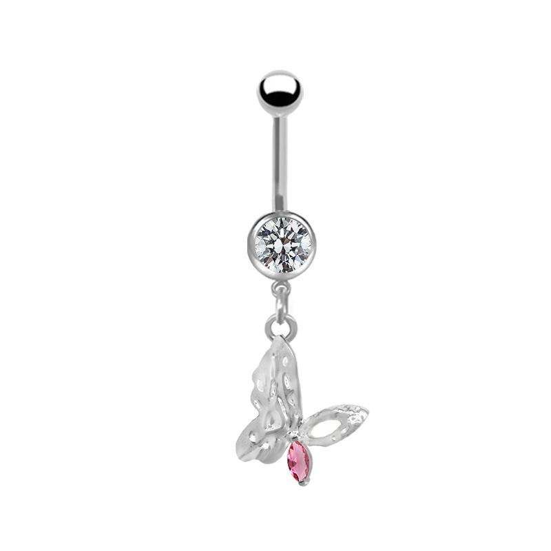 Navel Belly Button Ring With Butterfly Pendant Piercing Jewelry_voghion.com