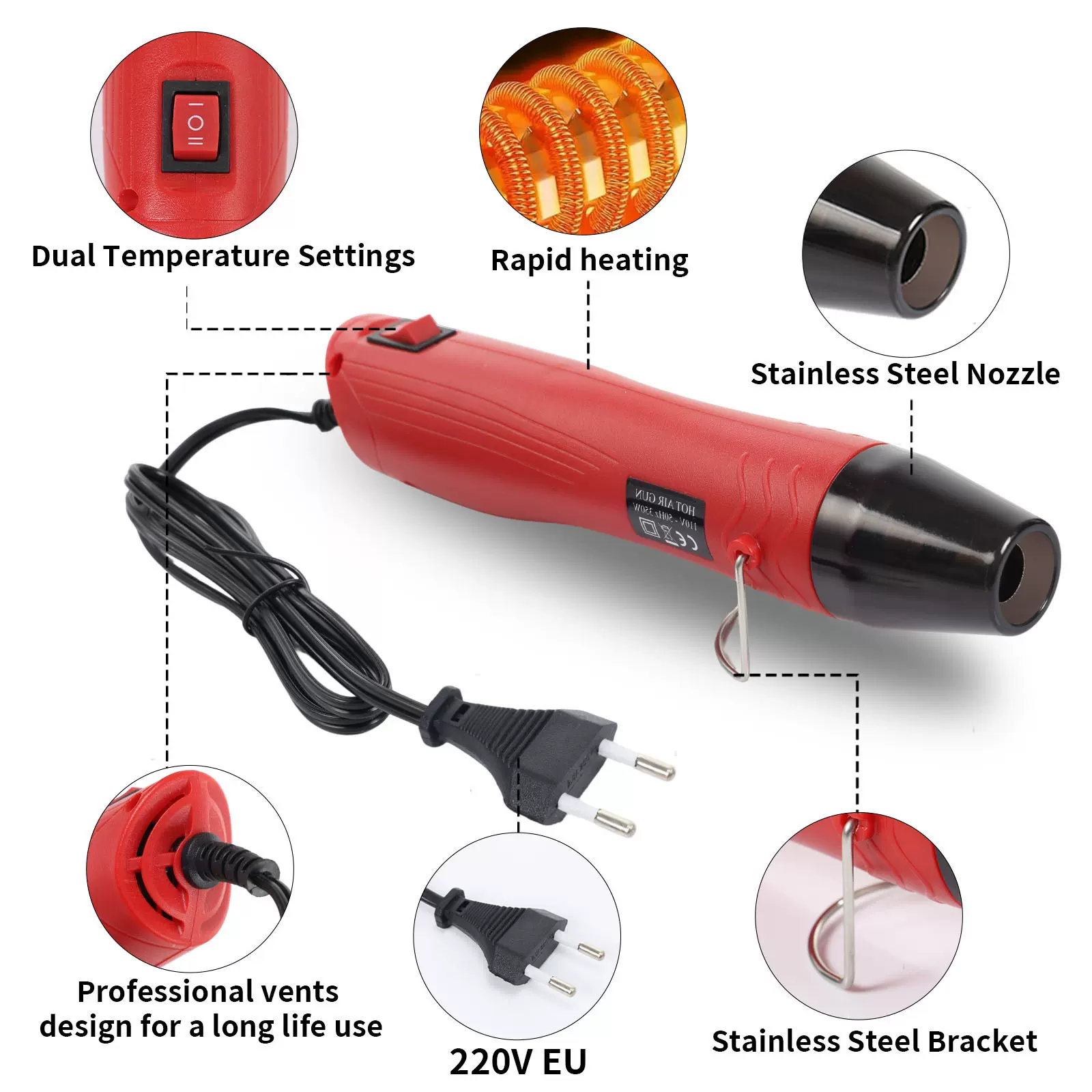 350W迷你手持220V  热风枪 手工烘枪DIY家用热缩膜便携式热风