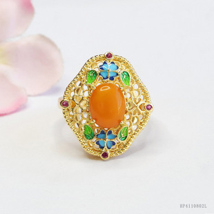 Xinyu Baltic Amber Ring Old Beeswax Enamel Color Ring Live Wholesale HP4110802L