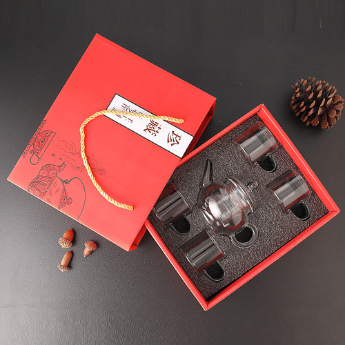 Glass tea set complete gift box wholesale household high-temperature resistant Gongfu teapot and cups with corporate gifts small gifts