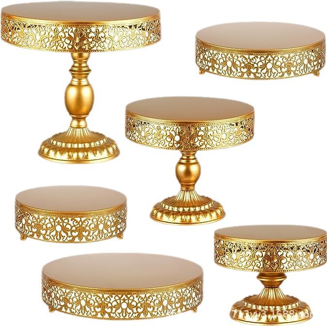 Retro golden postre estante cupcake pasteles dulces placas de exhibición golden pastel estante redondo metal pastel estante image 5