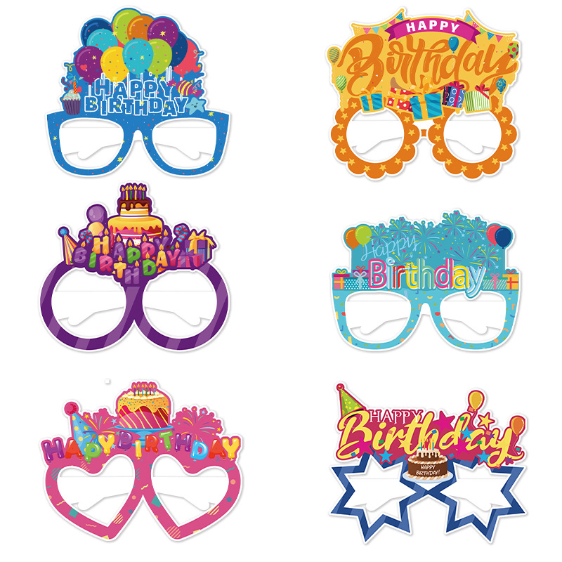 Cross-border Birthday Decoration Paper Glasses European and American Children's Holiday Party Funny Atmosphere Dress-up Party Supplies