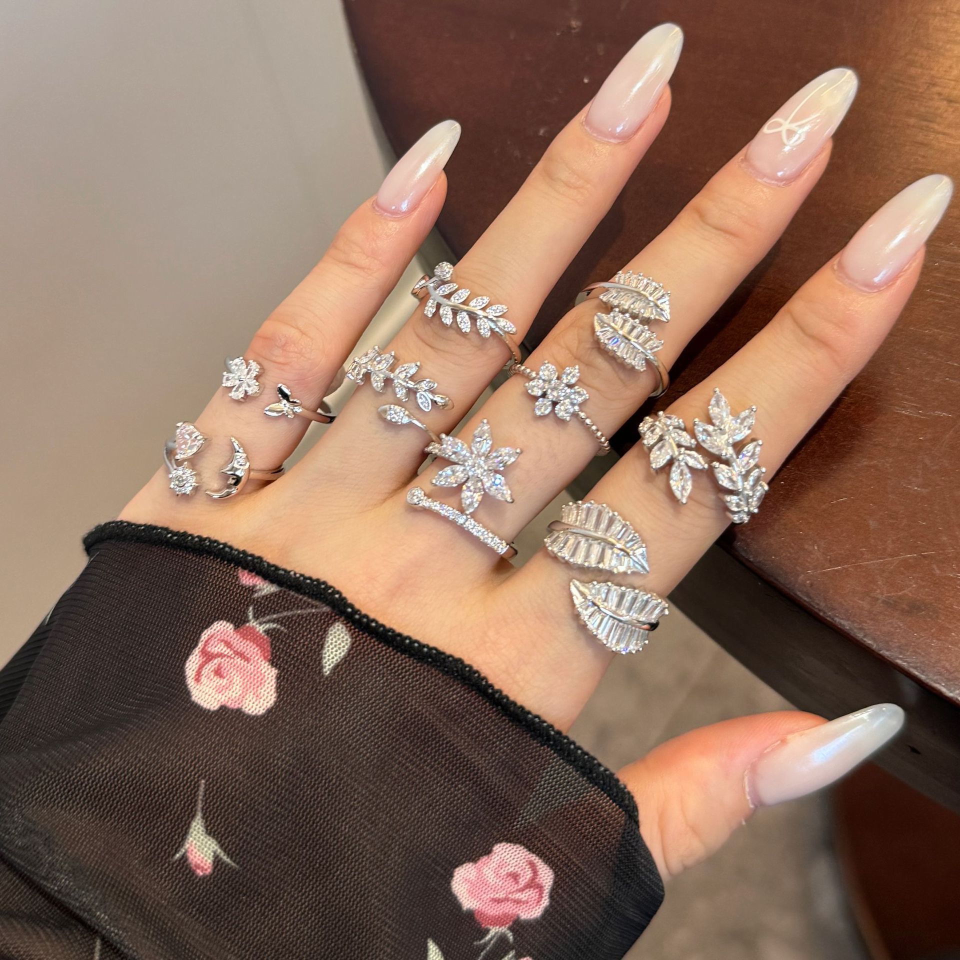 6g Weight Zircon Inlay Material Open Rings Classification Adjustable Ring Size 1 Piece Quantity Holiday, Daily Occasion 925 Sterling Silver Material Geometric Pattern Women's Gender Plating, Inlay Design Basic, Modern Style, Classic Style Style 925 Sterling Silver Zircon Geometric Open Rings 1