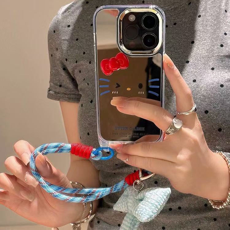 Girl ins maquillaje espejo kt emoji aplicable 16ProMax funda para teléfono móvil iPhone15 Apple 14/13 nuevo