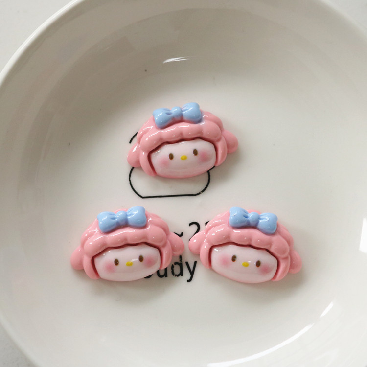 樹脂ジュエリーアクセサリーヘアピンヘアアクセサリー diy 素材クリーム接着剤携帯電話ケース衣類ステッカー光沢のあるクマケーキ K3|undefined