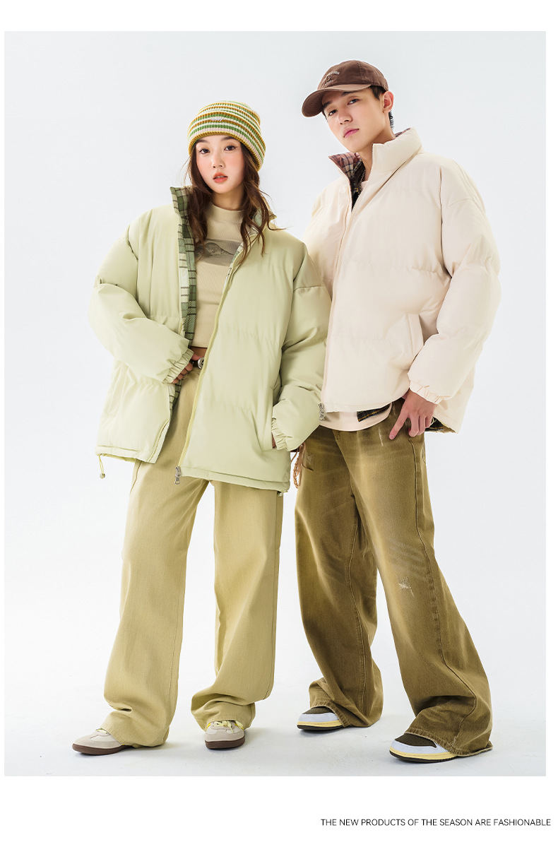 Padded-on Clothes Men's And Women's Loose Stand-up Collar Padded Jacket Warm And Thickened Padded Clothes Men's Tops Couple Jacket_viptrois.com