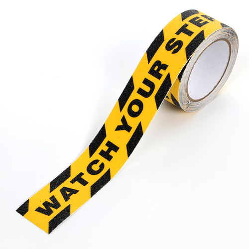 Black and yellow printed anti-slip tape with words caaution frosted tape with words Stair anti-slip tape 4.8cm*5m