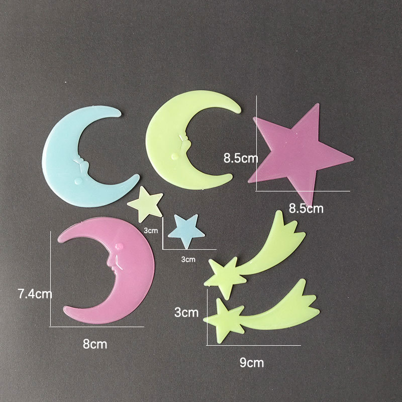 Estrellas de color luna pegatinas de luz nocturna meteoros luminosos pared decoración de ventana fluorescente transfronteriza pegatinas de refrigerador estrella cosmos image 35