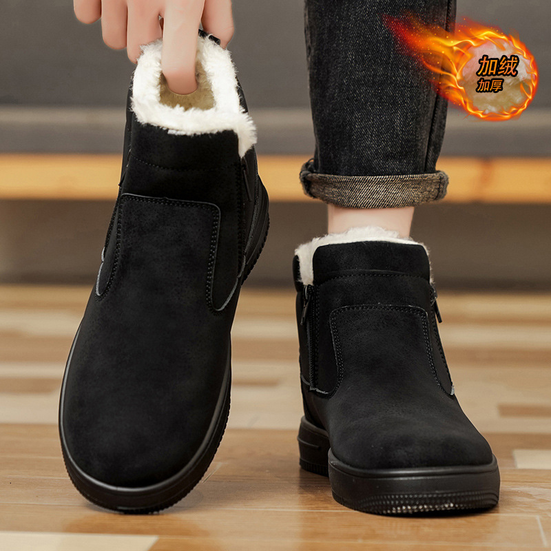 Botas de nieve de invierno para hombres piel calentamiento de algodón para hombres al aire libre impermeable antideslizante más vello grueso botas de algodón noreste