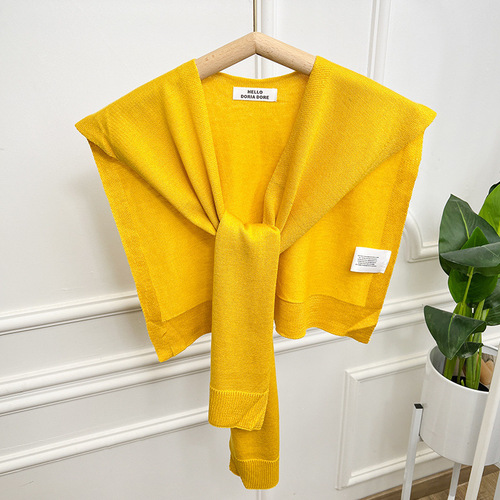 Blue White Shawl Outerwear Fashionable Knotting Vest Korean Style Spring and Summer Thin Soft Air Conditioning Room Knitted Shoulder Women 