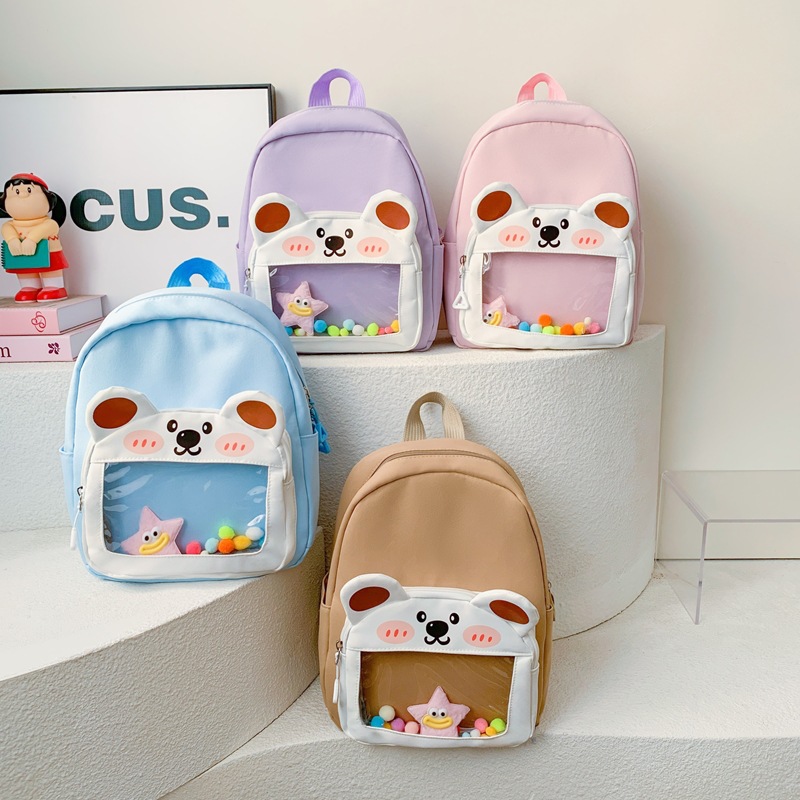 Jardín de infantes pequeña clase mochila de bebés ventana transparente encantadora mochila para niños y niñas 2026 nueva mochila para niños