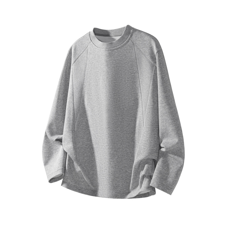 American Style Heavyweight Cotton Cleanfit Long Sleeve T-Shirt For Men, Spring And Autumn, Ribbed Design, Oversized_voghion.com