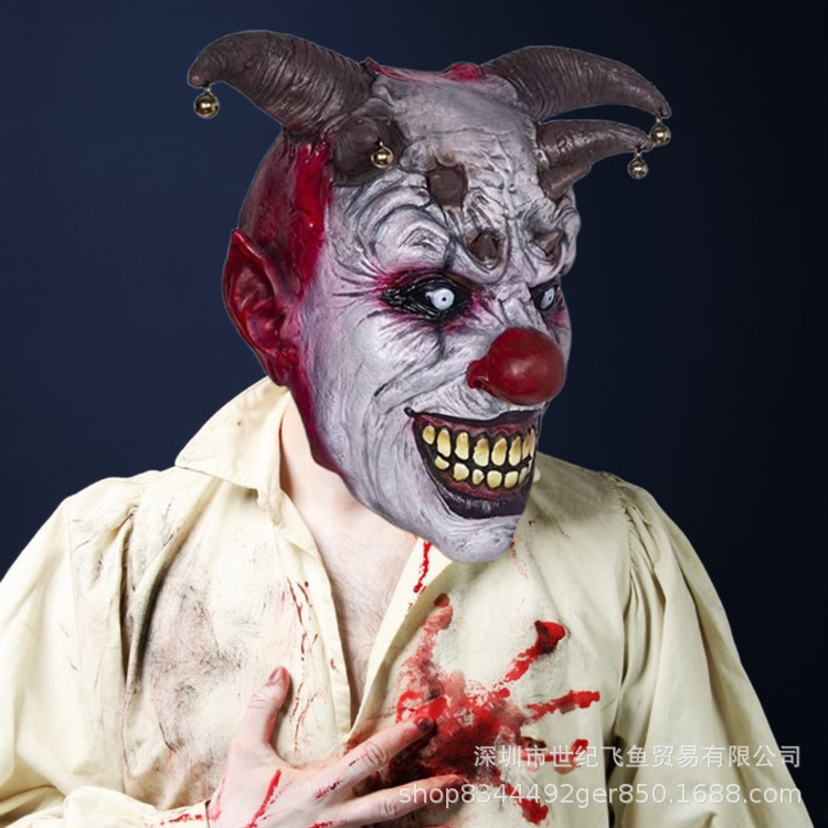 Horror campana payaso sombrero de látex Halloween sonrisa máscara de payaso mascarada festival accesorios de rendimiento