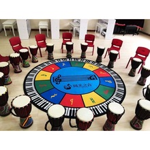 圆形钢琴彩色键盘防滑地毯五线谱琴凳垫地毯水洗不掉色成品中