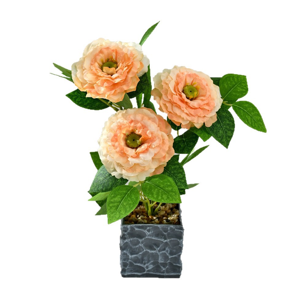 Transfronterizos tres cabezas koi flor bonsai moda imitación maceta flores falsas decoración del hogar fotografía de bodas adornos de flores artificiales