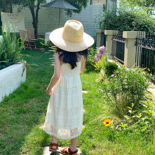 Elmo Beibei Children's Summer Skirt Set Girls Korean Style Short Denim Jacket + Lace Suspender Skirt Two-piece Set